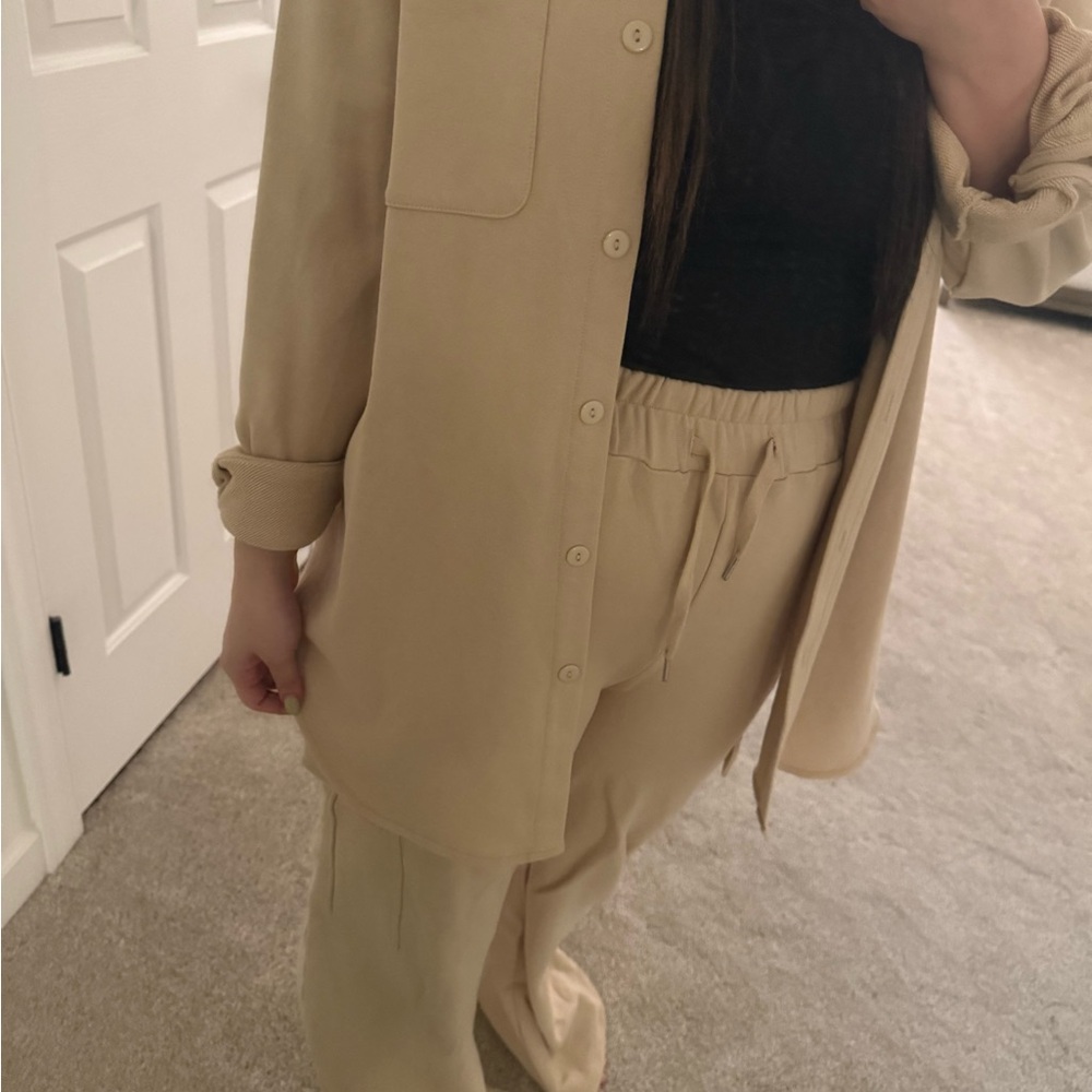 FARES Modest Women's Cream Pants & Button Up Set